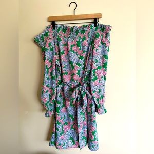 Crown & Ivy Off-Shoulder Belted Floral Dress- 2X
